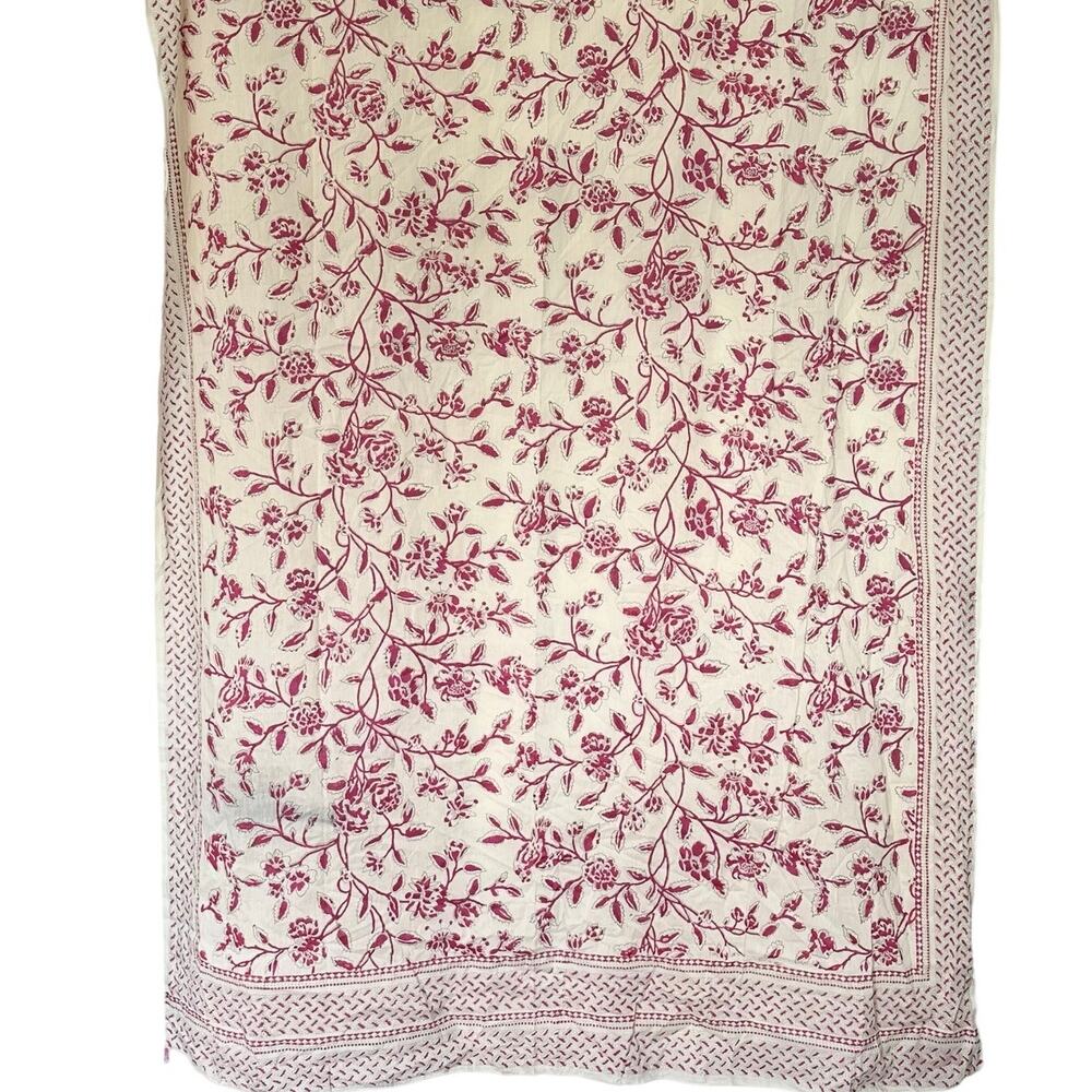 Malatesta Cream/Pink Beaded Oversize Wrap/Sarong/Scarf/Coverup Boho Print Resort
